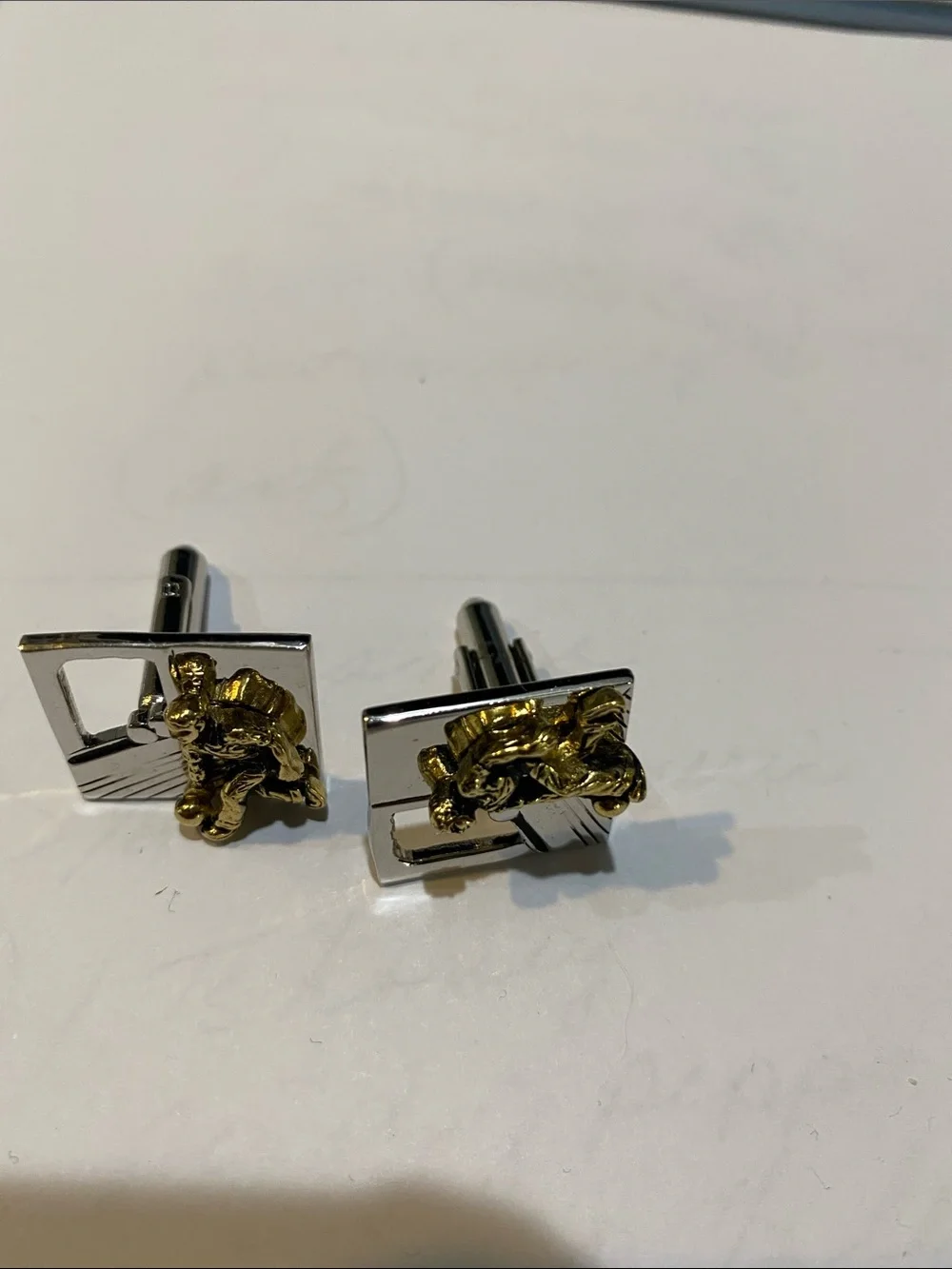 Silver and Gold Square Bowling Cufflinks - Classic Men’s Accessory
